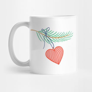 Decorative heart on pine twig. Mug